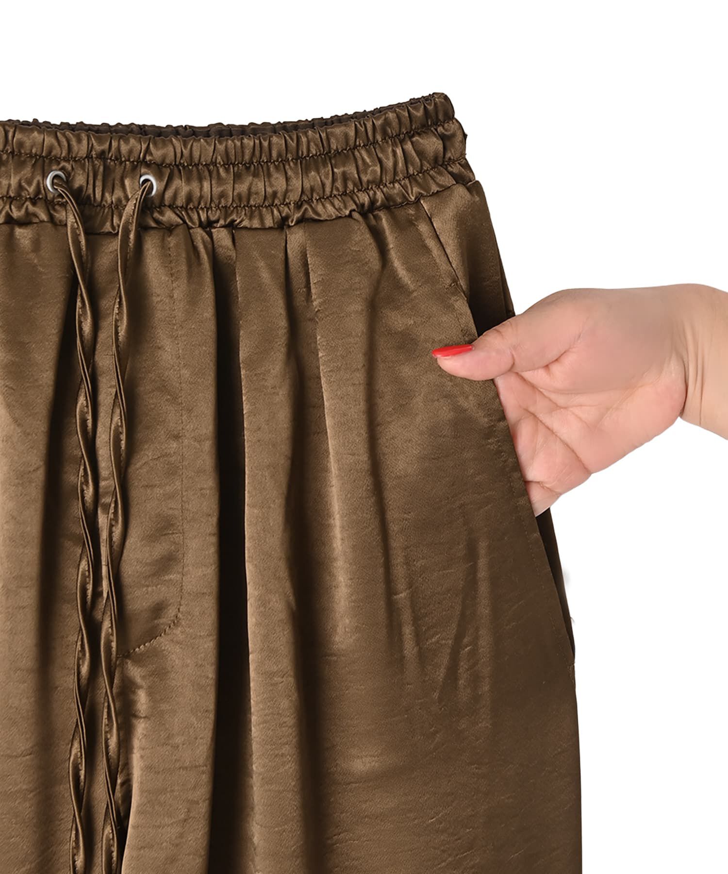 STYLE DELI「【BLK001】サテンイージーパンツ」|スラックス|