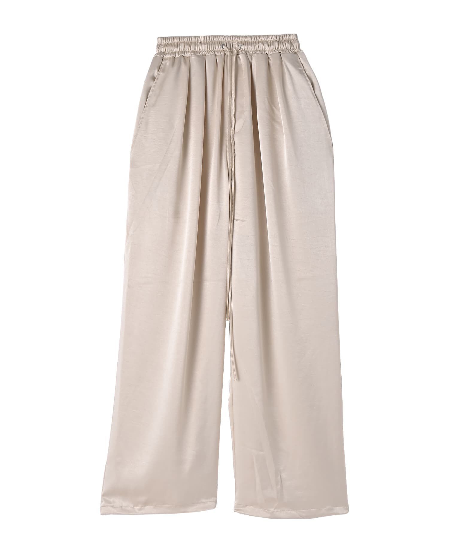 STYLE DELI「【BLK001】サテンイージーパンツ」|スラックス|