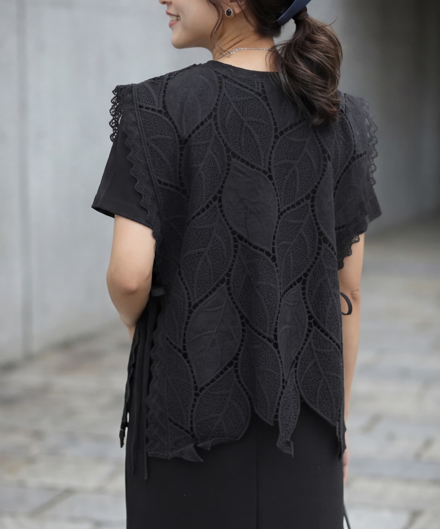 STYLE DELI「リーフ柄コットンレースベスト」|ベスト・ジレ|