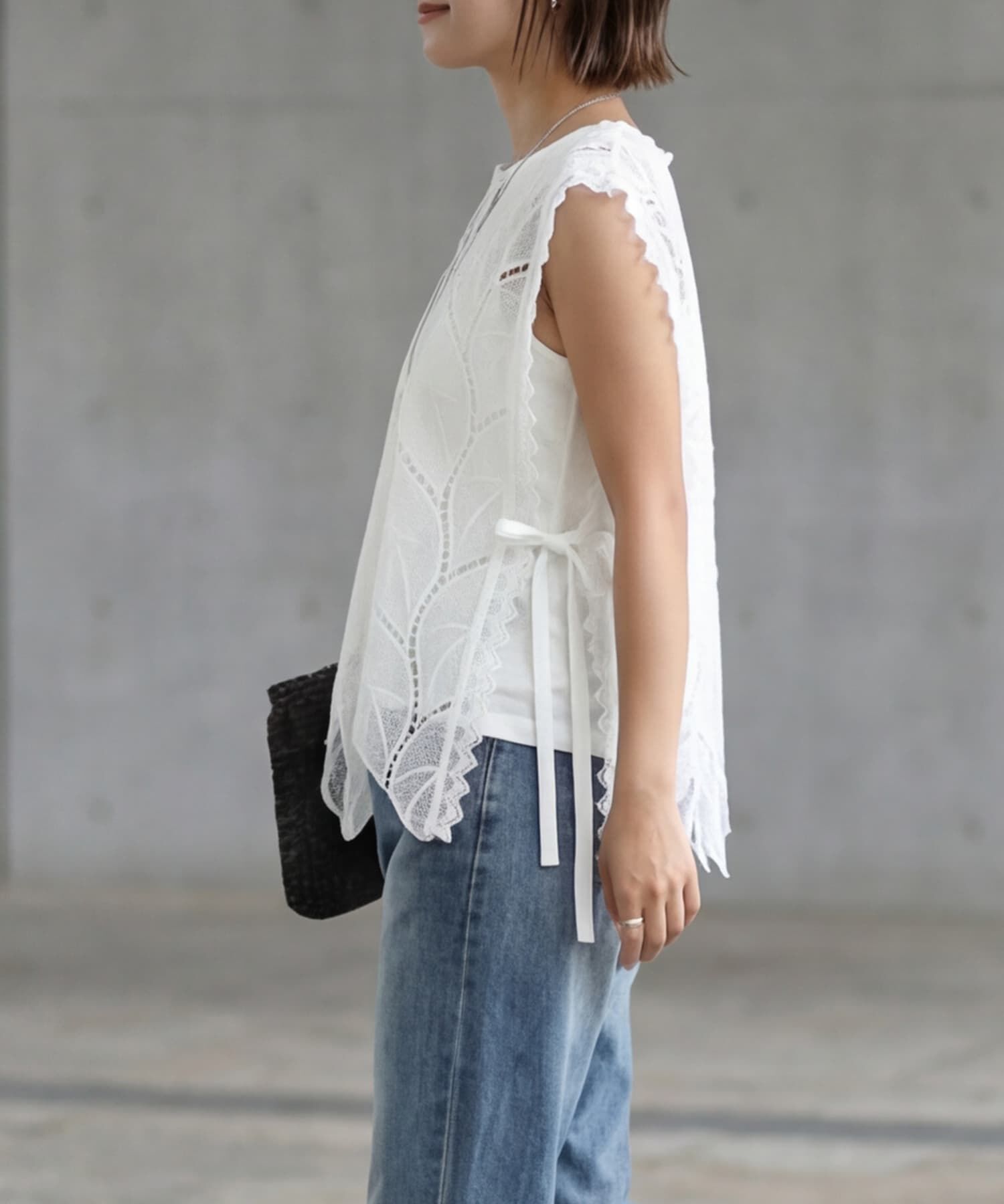 STYLE DELI「リーフ柄コットンレースベスト」|ベスト・ジレ|