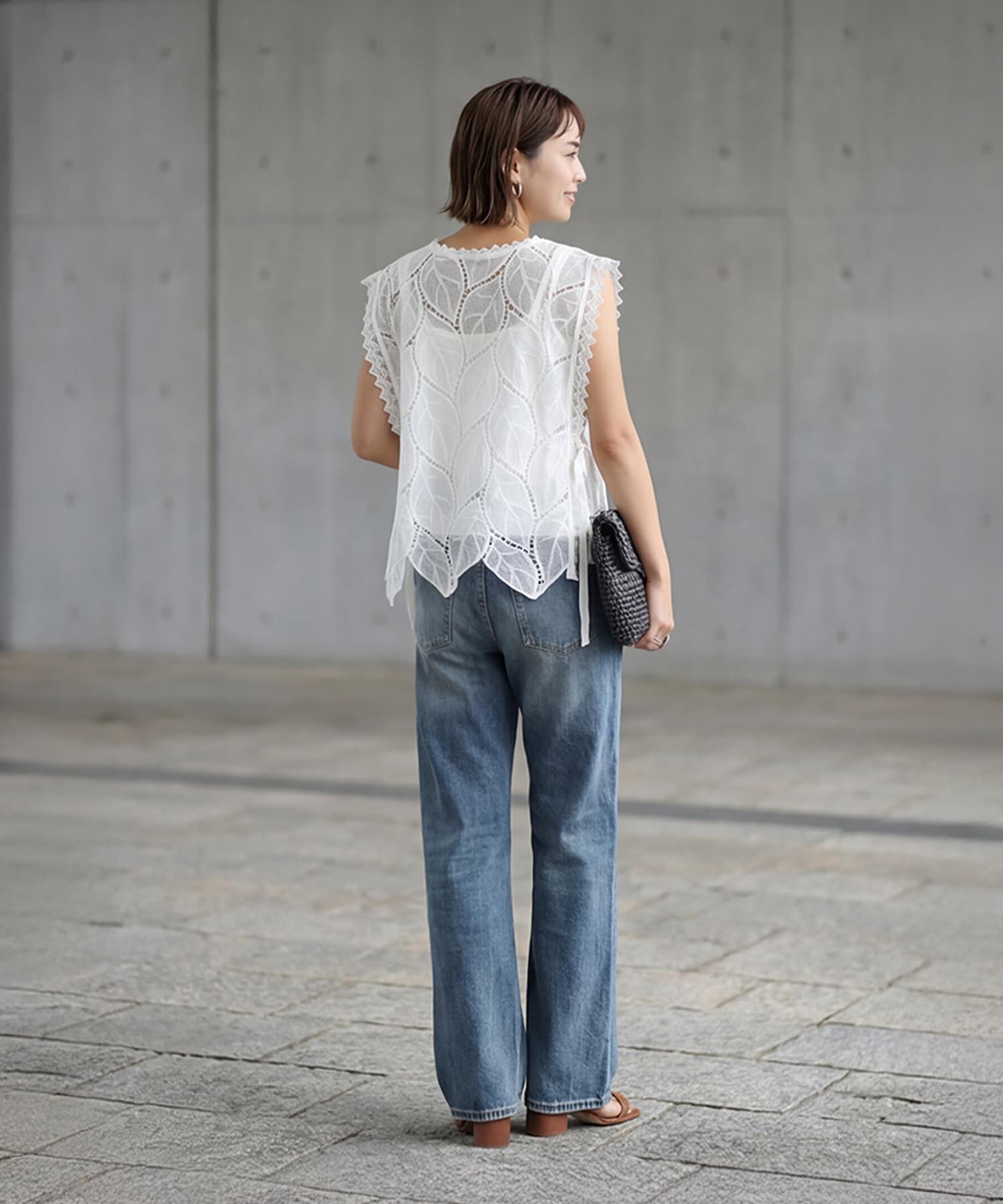 STYLE DELI「リーフ柄コットンレースベスト」|ベスト・ジレ|