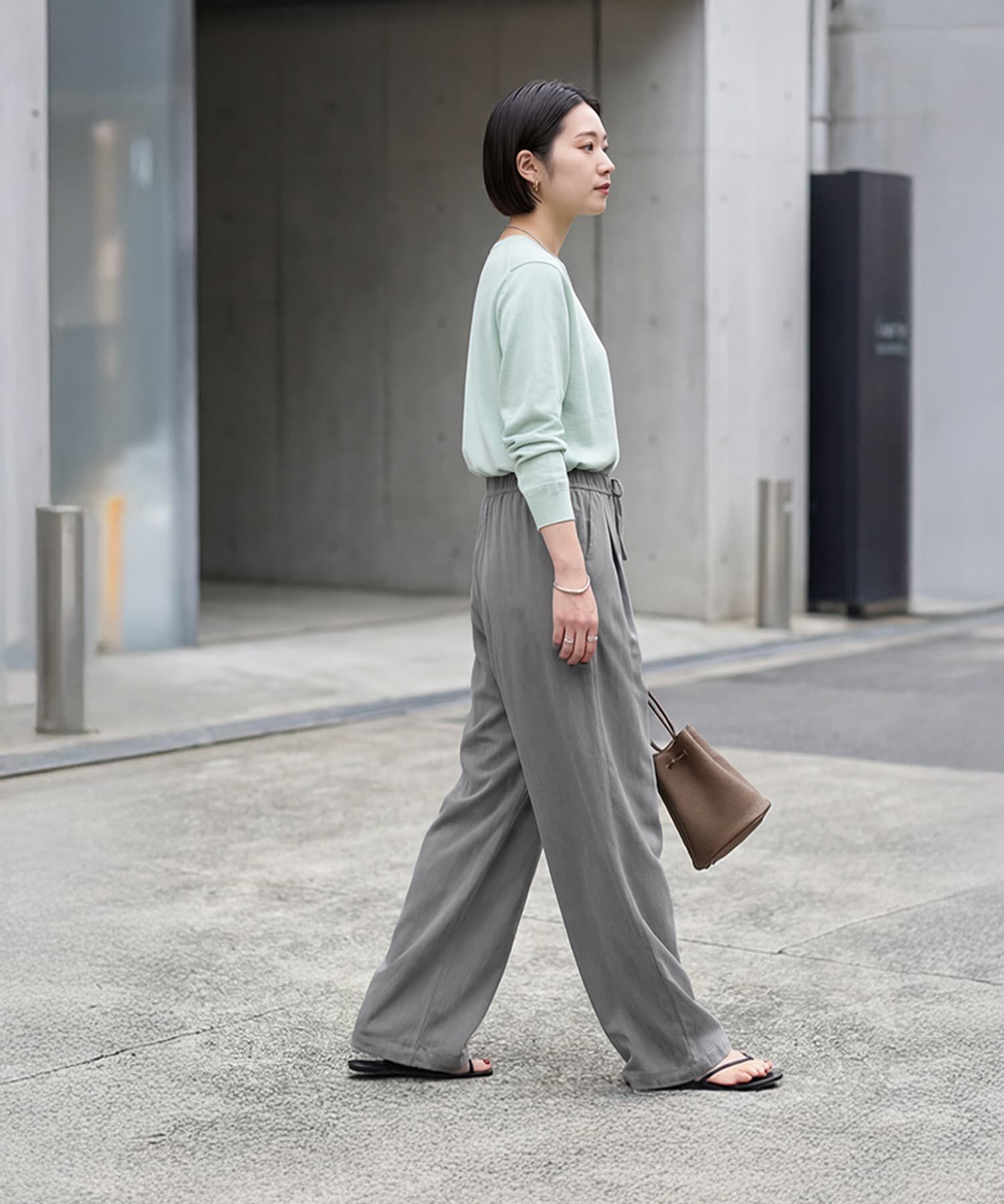 STYLE DELI「落ち感ギャザーリラックスパンツ」|スラックス|