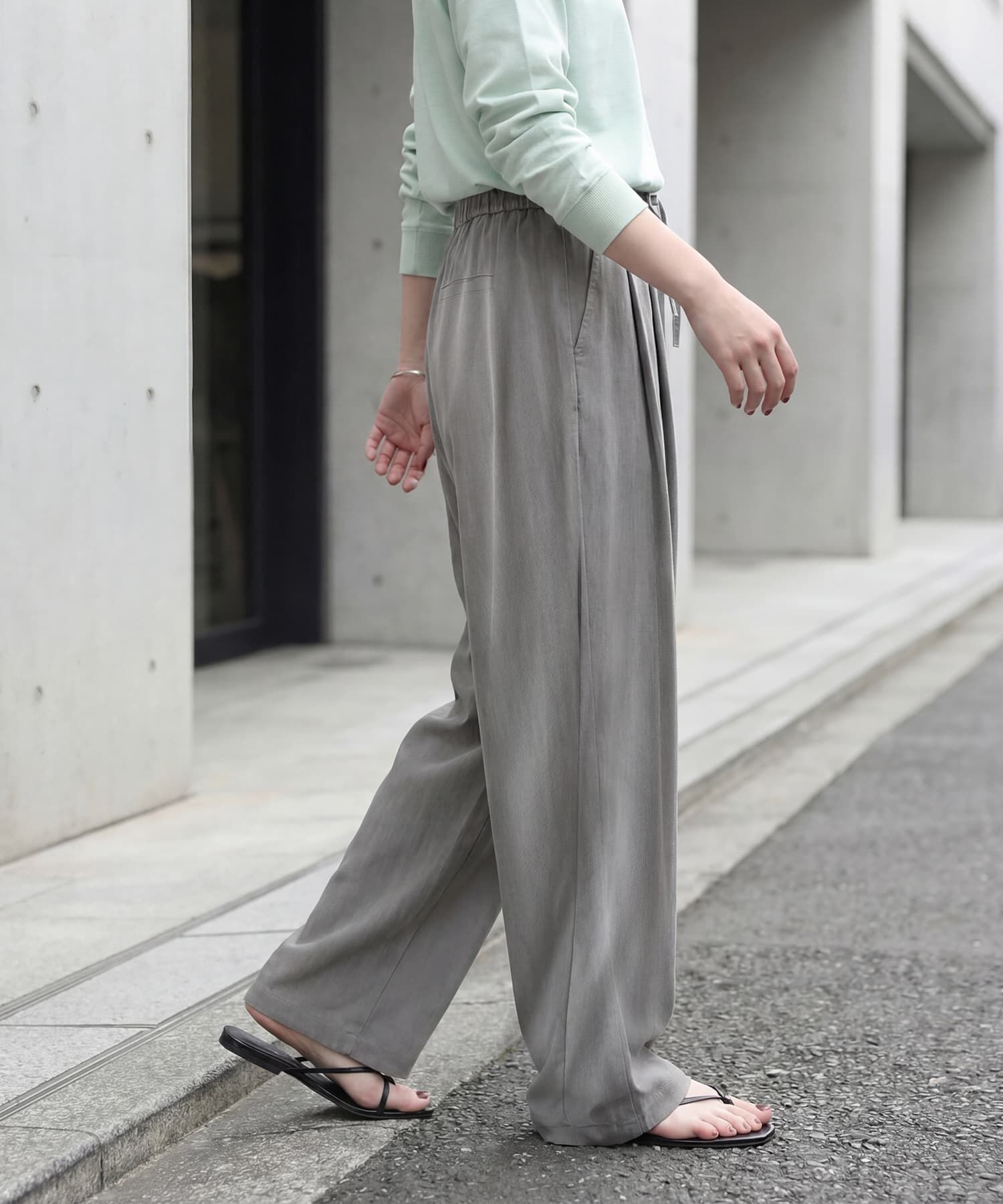 STYLE DELI「落ち感ギャザーリラックスパンツ」|スラックス|