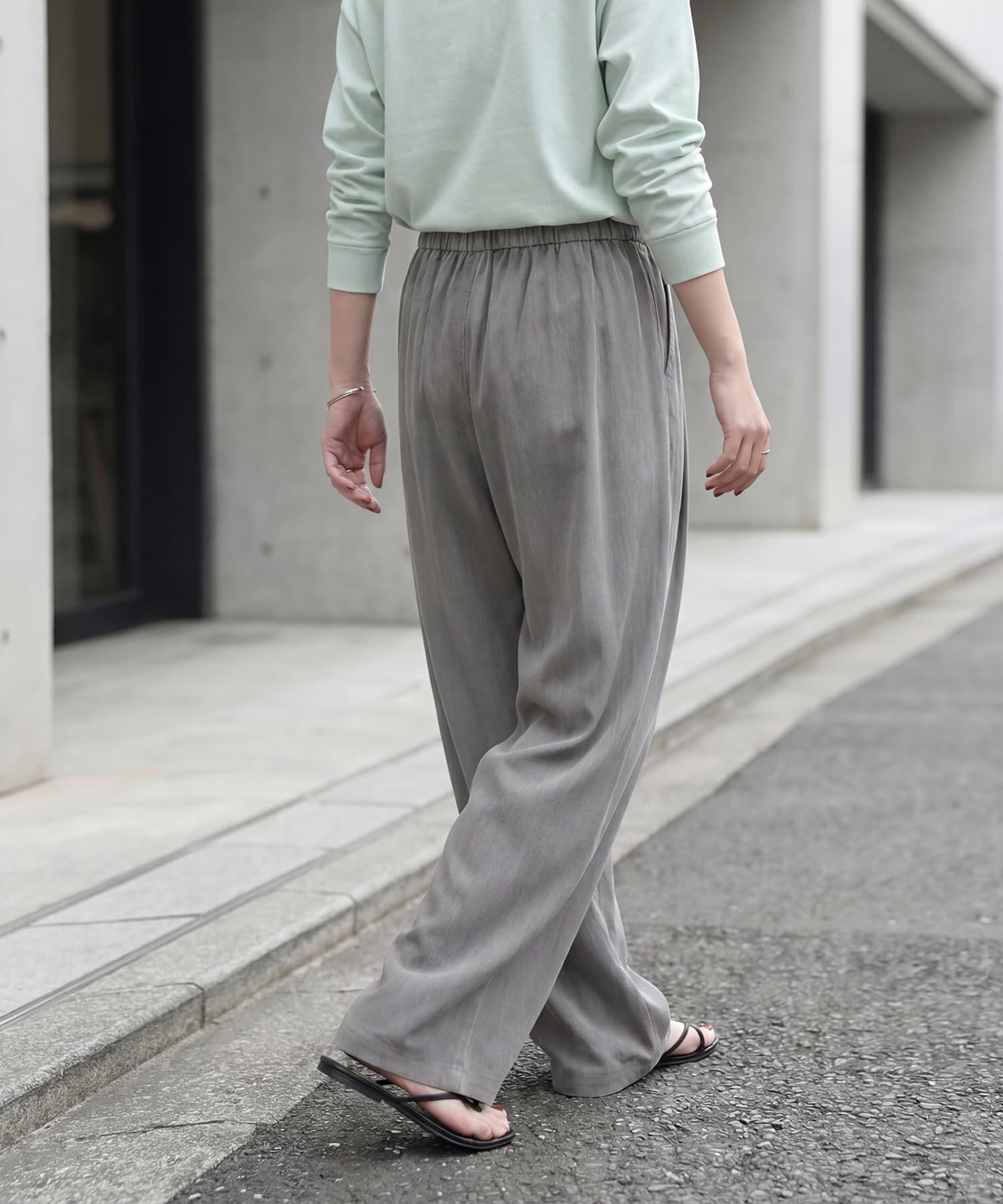 STYLE DELI「落ち感ギャザーリラックスパンツ」|スラックス|