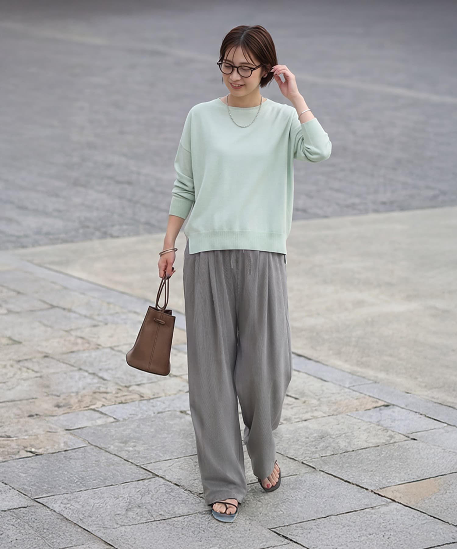 STYLE DELI「落ち感ギャザーリラックスパンツ」|スラックス|