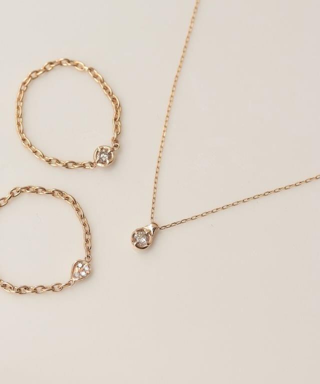 NOIR DE POUPEE「Fri K10 パヴェダイヤモンド チェーンリング」|リング|