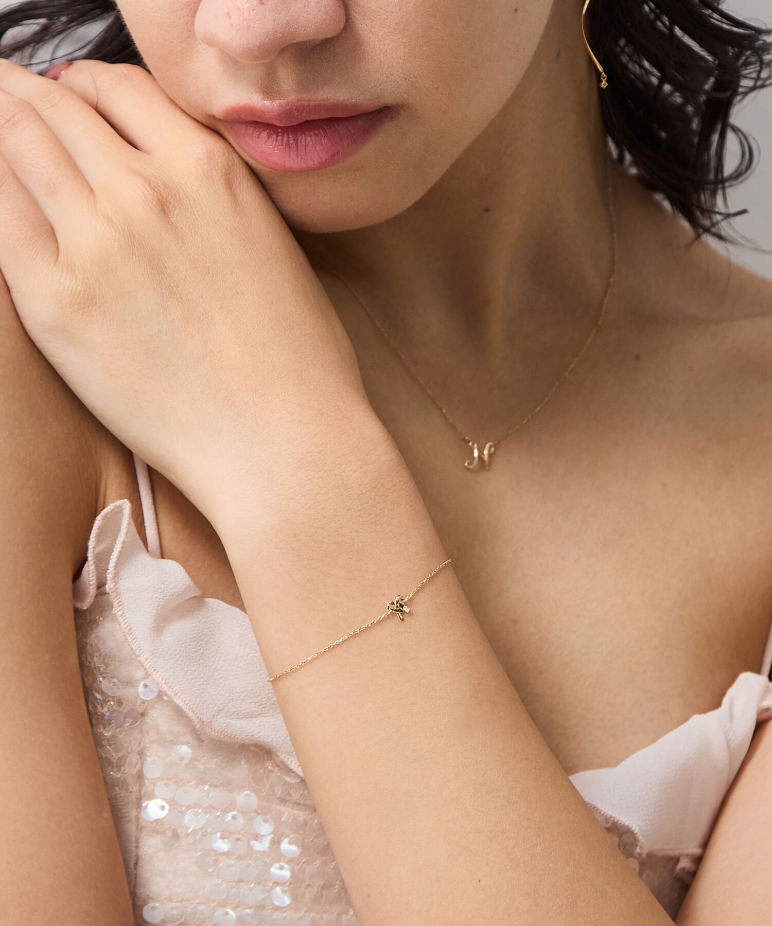 JUPITER「【K10】リボンモチーフダイヤモンドブレスレット」|ブレスレット・バングル|