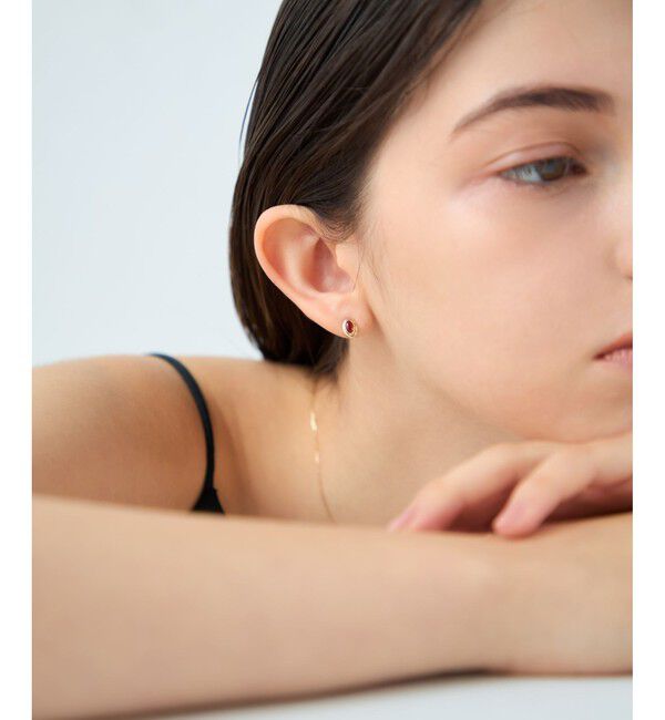 ete「[ガーネット] K10YG カボション ピアス」|ピアス|