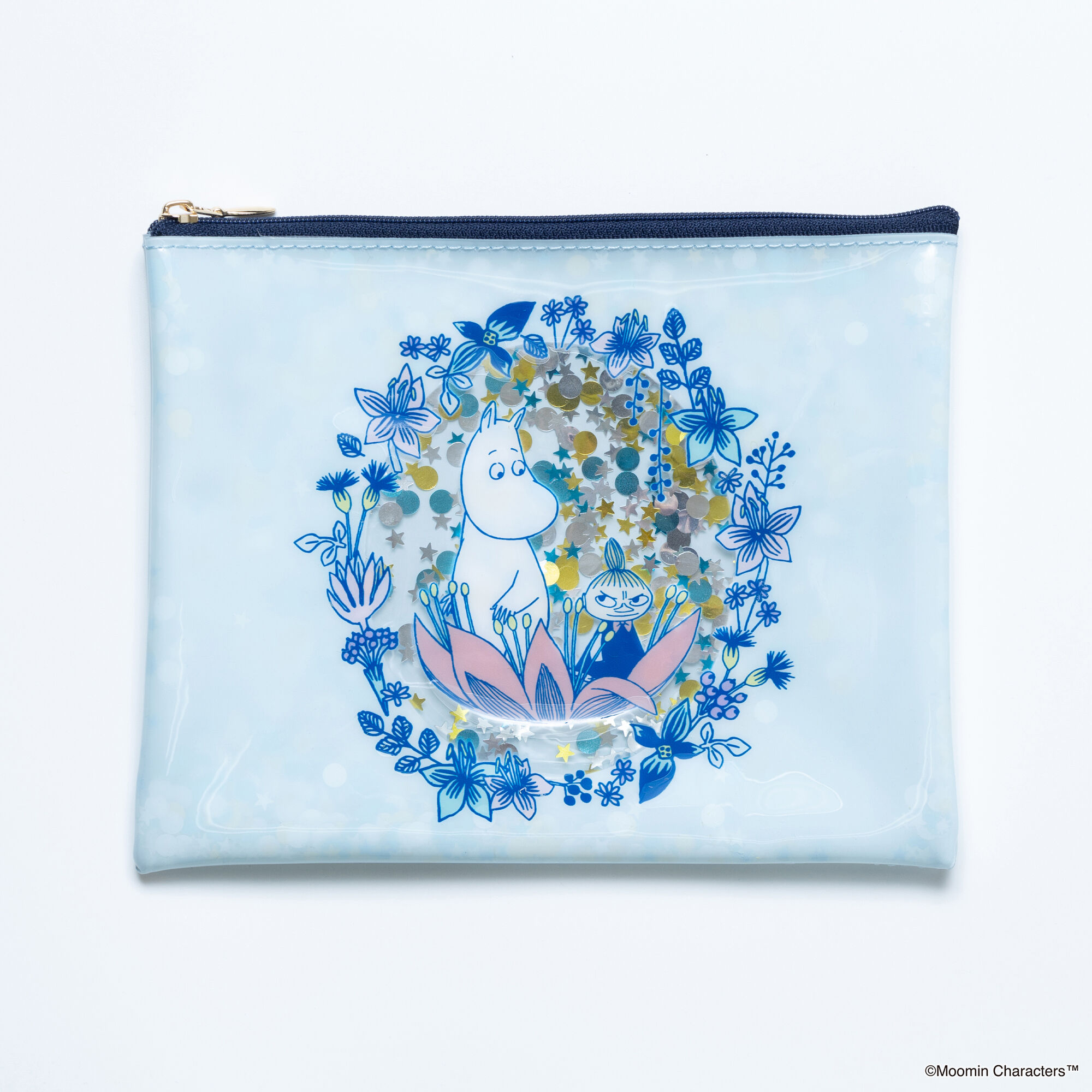  「MOOMIN FLOWER WREATH ミニフラットポーチ」|ポーチ|BLU