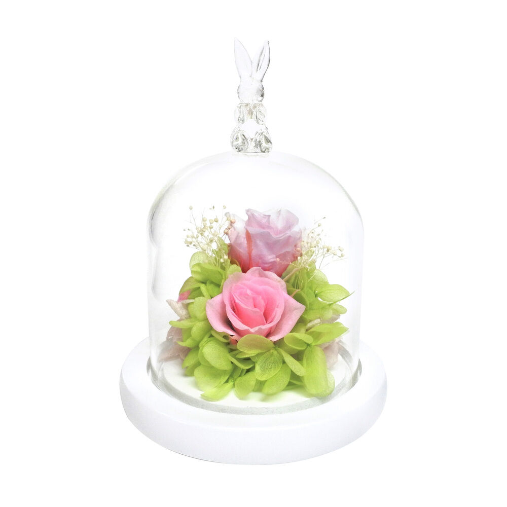 BACKYARD FAMILY「プリザーブドフラワー ガラスドーム 通販 モチーフドームアレンジメント アレンジメントフラワー」|その他|ピンク1
