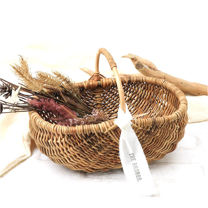 BACKYARD FAMILY「ラタン バスケット L 通販 かご カゴ アラログ ハンドル 編み ピクニック 小物入れ 収納 藤」|その他|