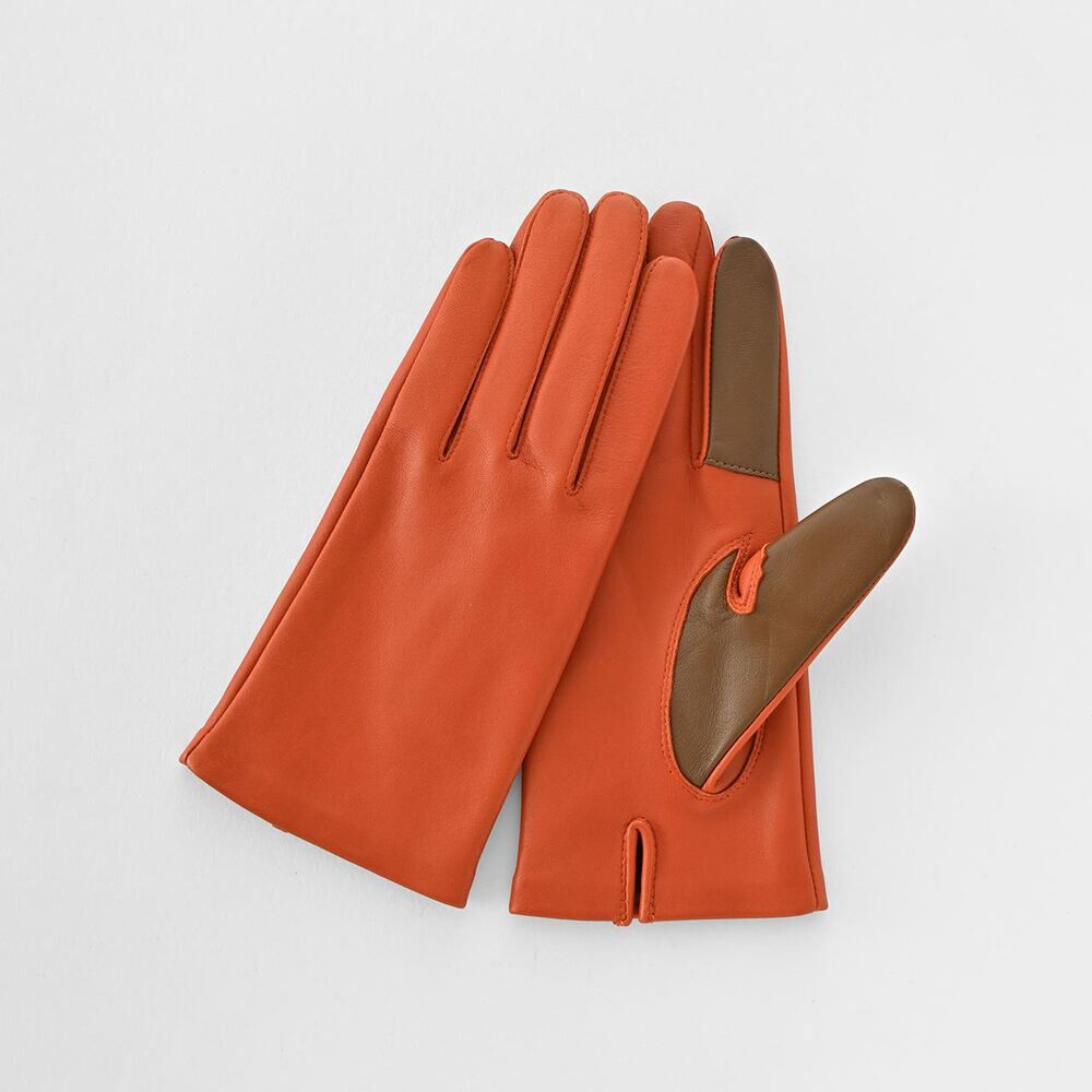 BACKYARD FAMILY「クロダ 手袋 レディース 通販 グローブ 手ぶくろ スマートフォン対応 スマホ 対応 レザー 革」|手袋|オレンジ1