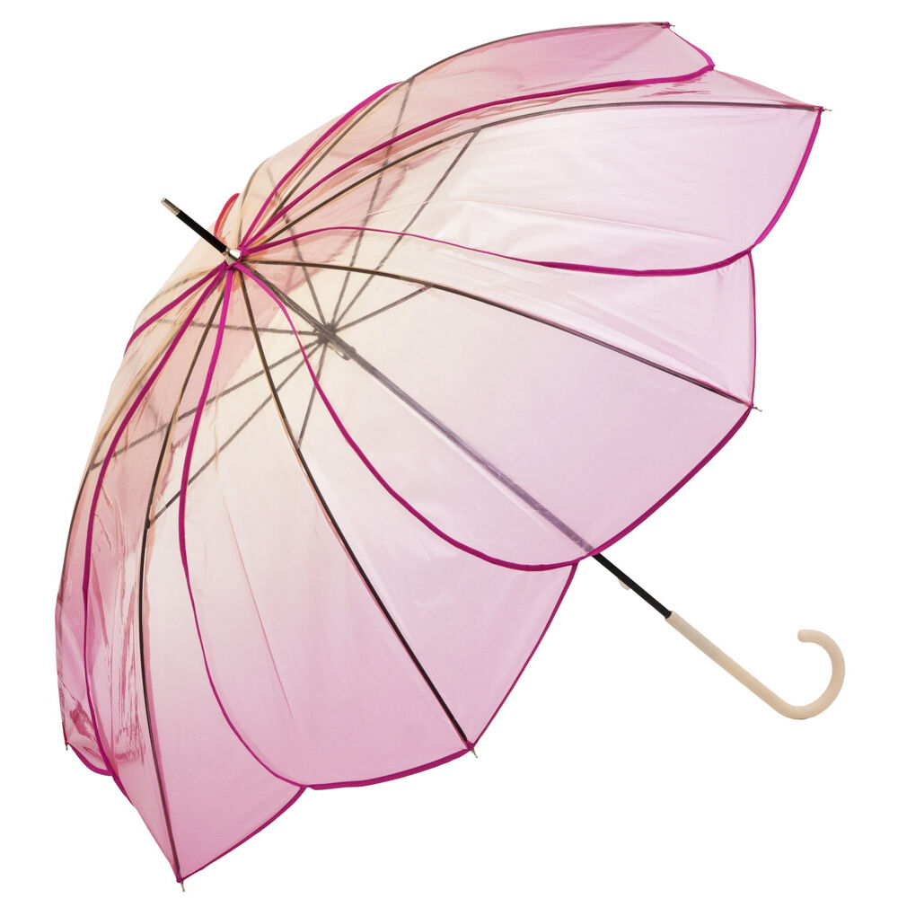 BACKYARD FAMILY「because ビコーズ ビニール傘 オシャレ 通販 雨傘 長傘 お花型 花びら クリアアンブレラ」|傘|ピンク1
