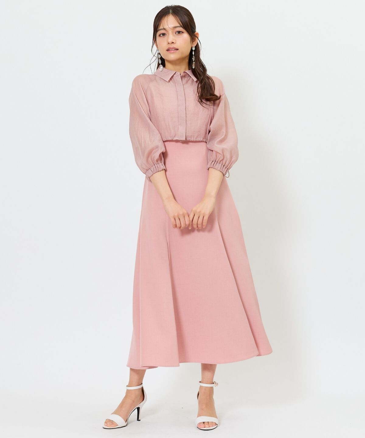 アンドクチュール「シアーシャツ＆ワンピースSET」|ワンピース|ピンク
