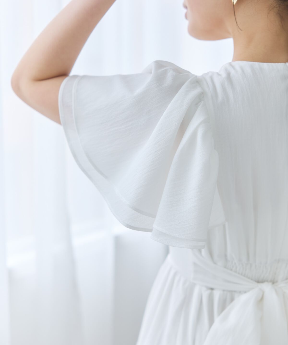 アンドクチュール「ギャザーVネックティアードワンピース」|ワンピース|