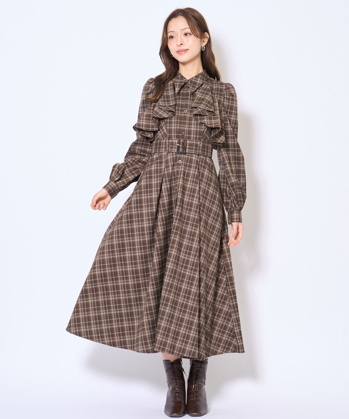 アンドクチュール「フリルケープシャツワンピース」|ワンピース|