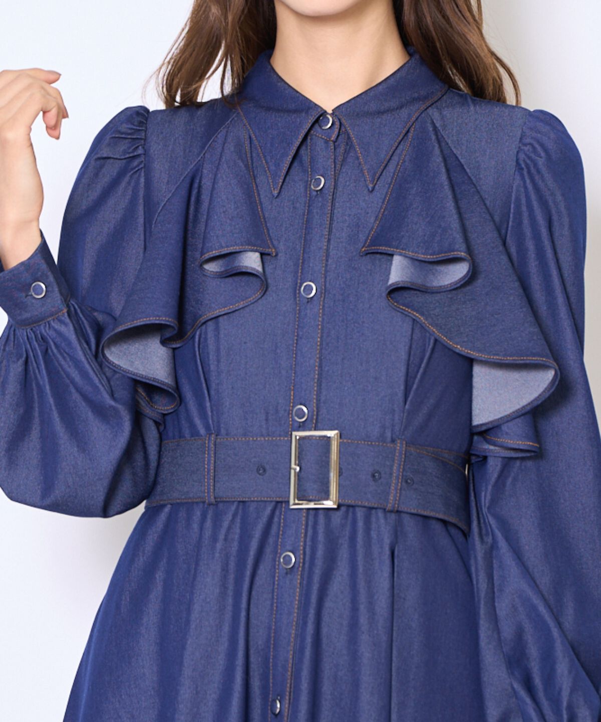 アンドクチュール「フリルケープシャツワンピース」|ワンピース|