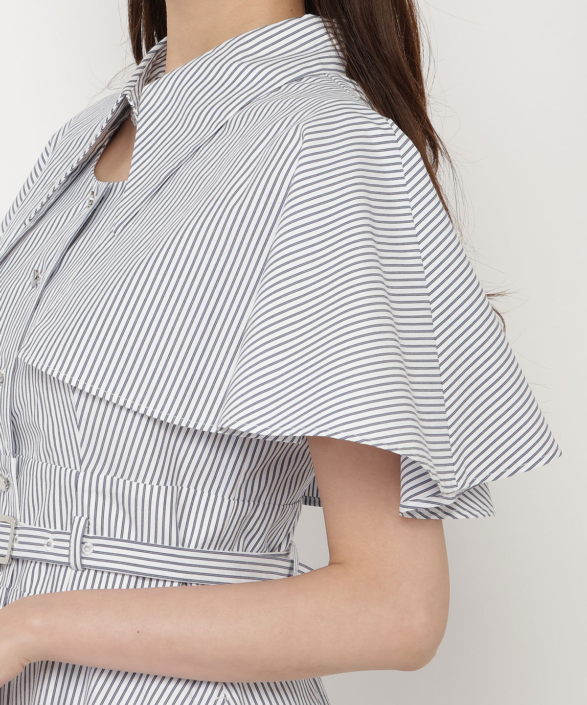 REDYAZEL「ケープフレアストライプワンピース」|ワンピース|