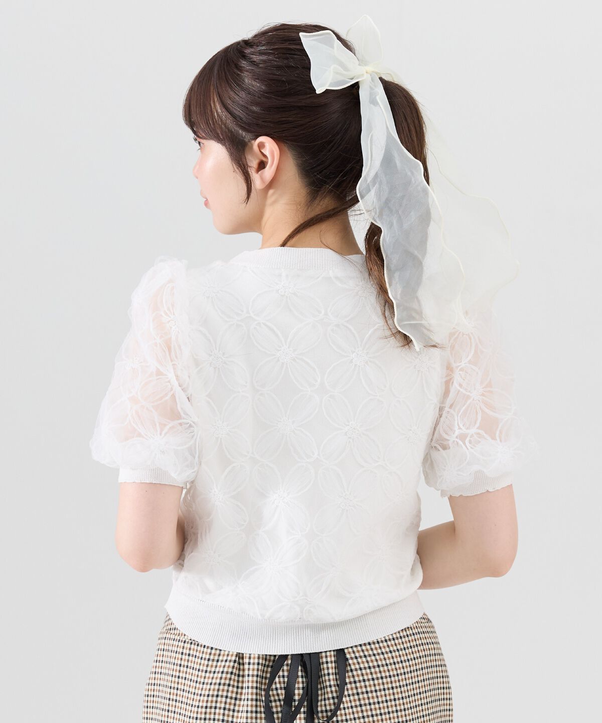 REDYAZEL「フラワーチュールドッキングニットトップス」|ニット・セーター|