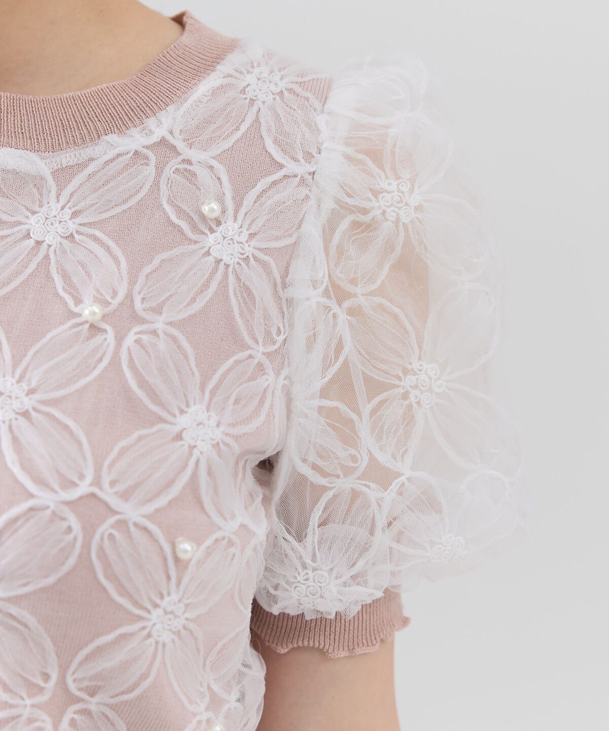 REDYAZEL「フラワーチュールドッキングニットトップス」|ニット・セーター|