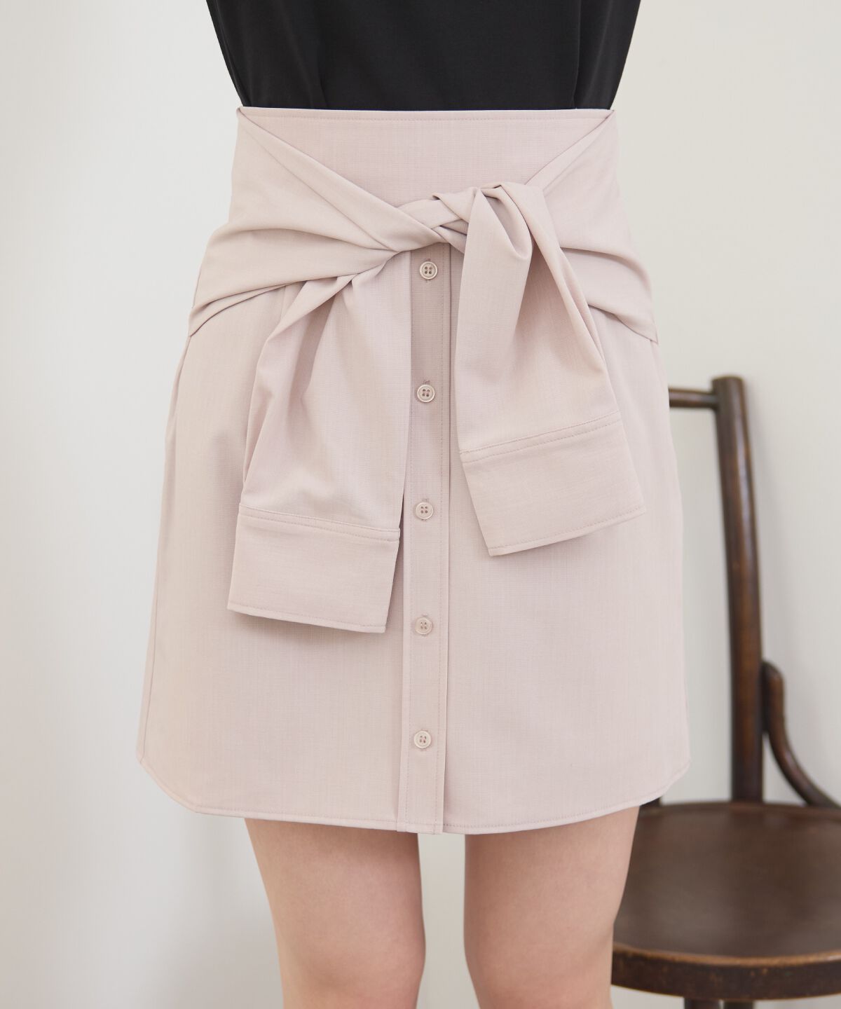 REDYAZEL「シャツライクラップミニスカート」|台形|