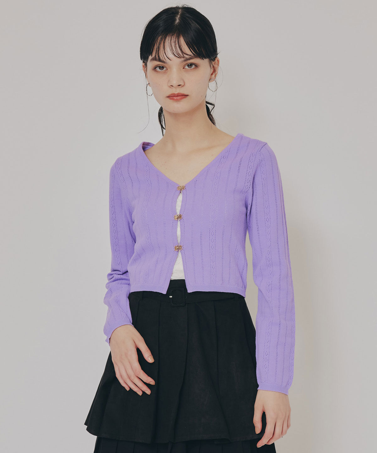 REDYAZEL「バタフライホックニットカーディガン」|カーディガン|パープル