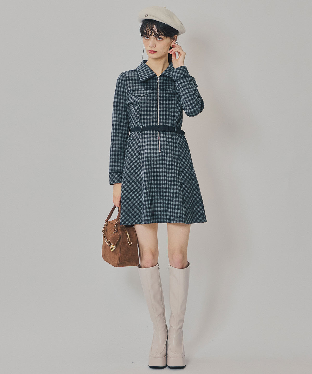 REDYAZEL「クラシカルチェックZIPミニワンピース」|ワンピース|