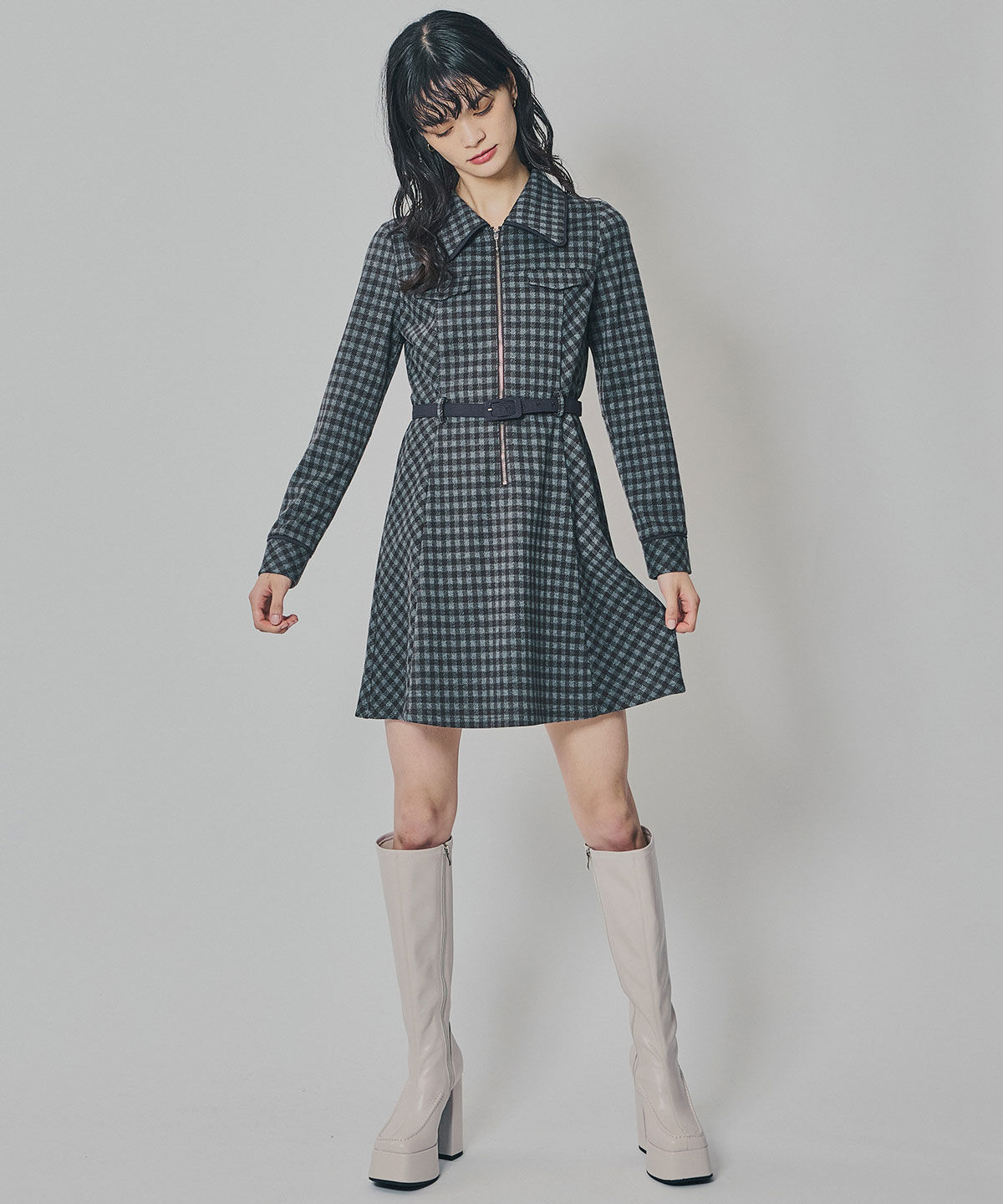 REDYAZEL「クラシカルチェックZIPミニワンピース」|ワンピース|