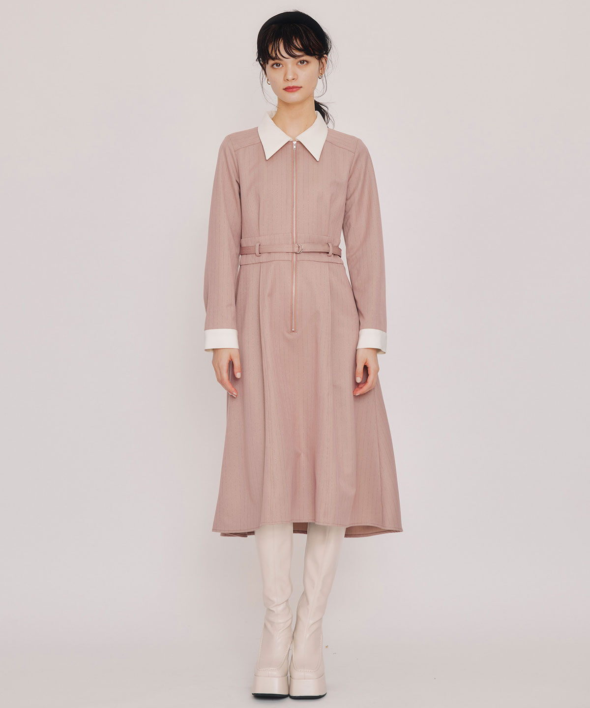 REDYAZEL「フロントZIPストライプロングワンピース」|ワンピース|