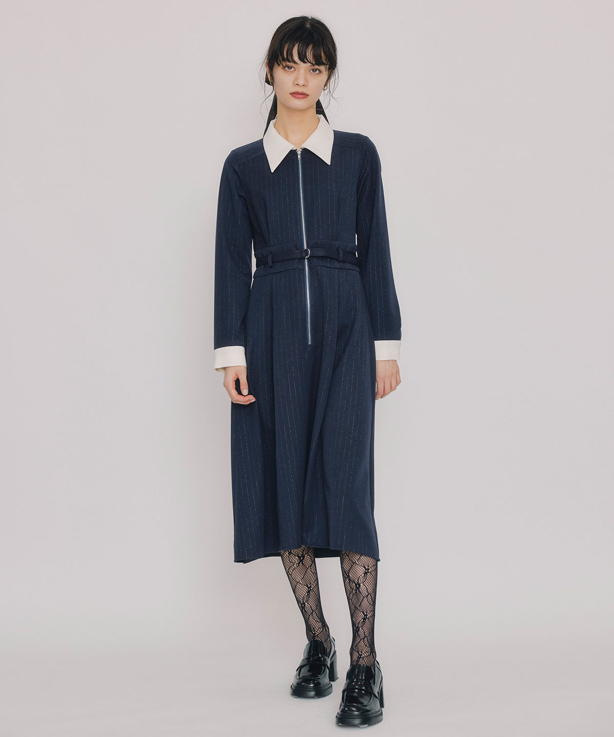 REDYAZEL「フロントZIPストライプロングワンピース」|ワンピース|