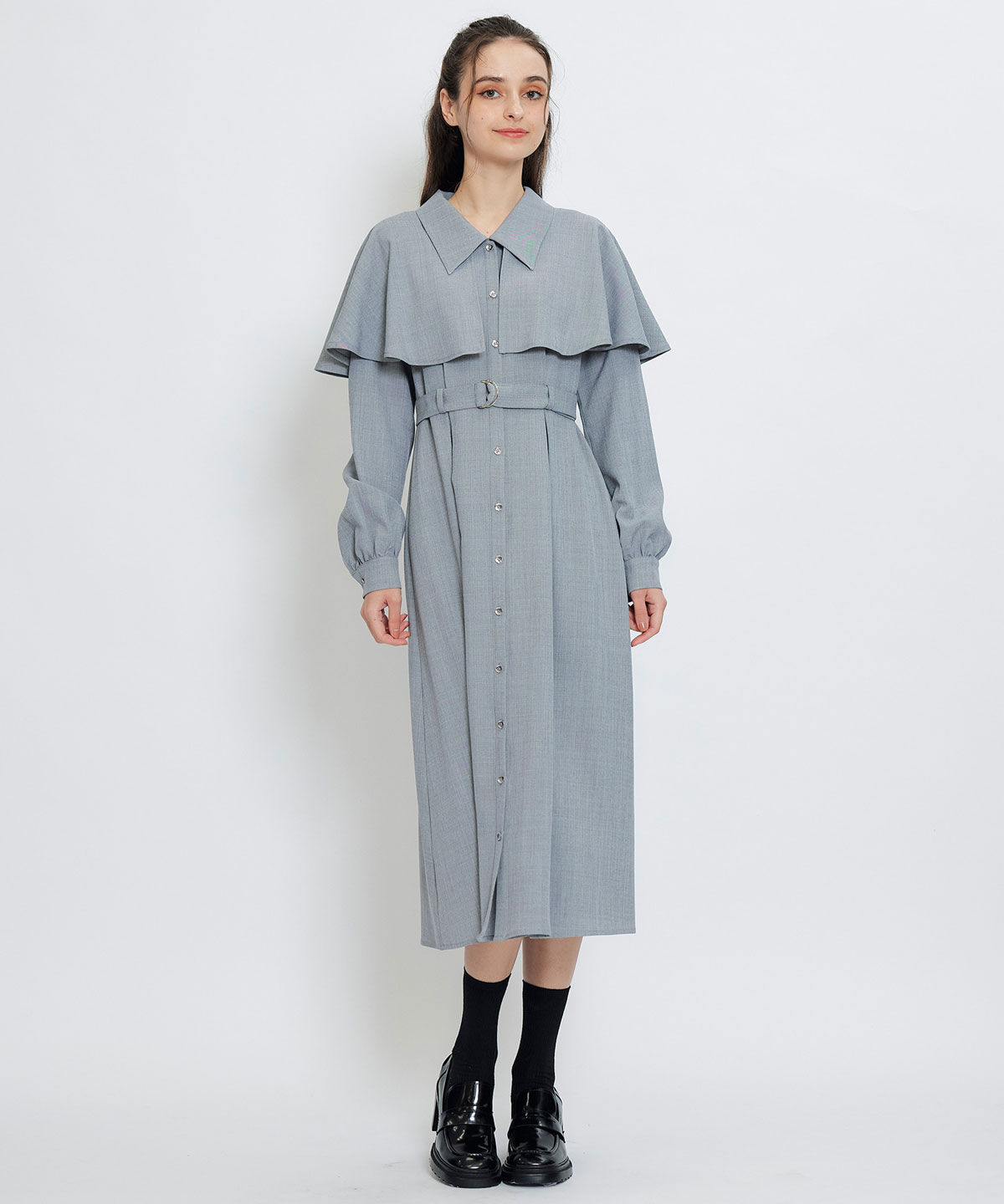 REDYAZEL「ケープライクロングフレアワンピース」|ワンピース|