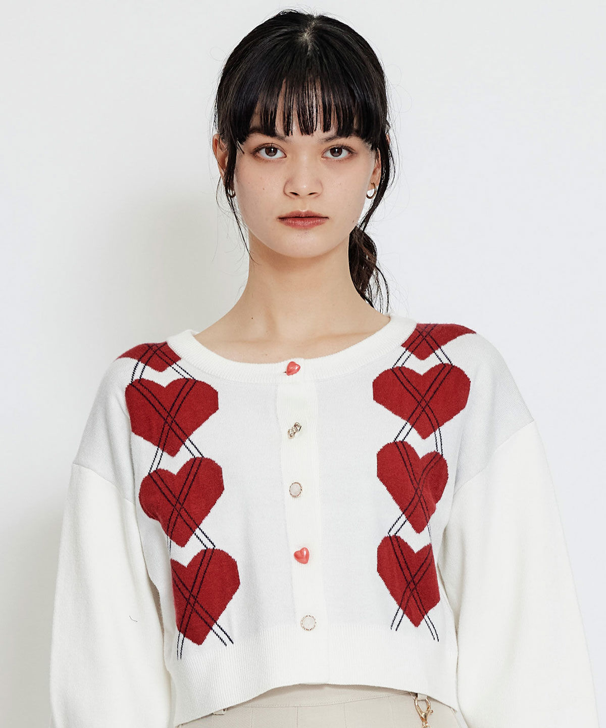 REDYAZEL「Love Me Heart アーガイルニットカーディガン」|カーディガン|