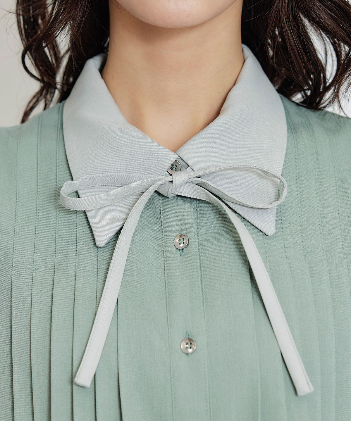 REDYAZEL「フロントプリーツリボンタイフレアロングワンピース」|ワンピース|