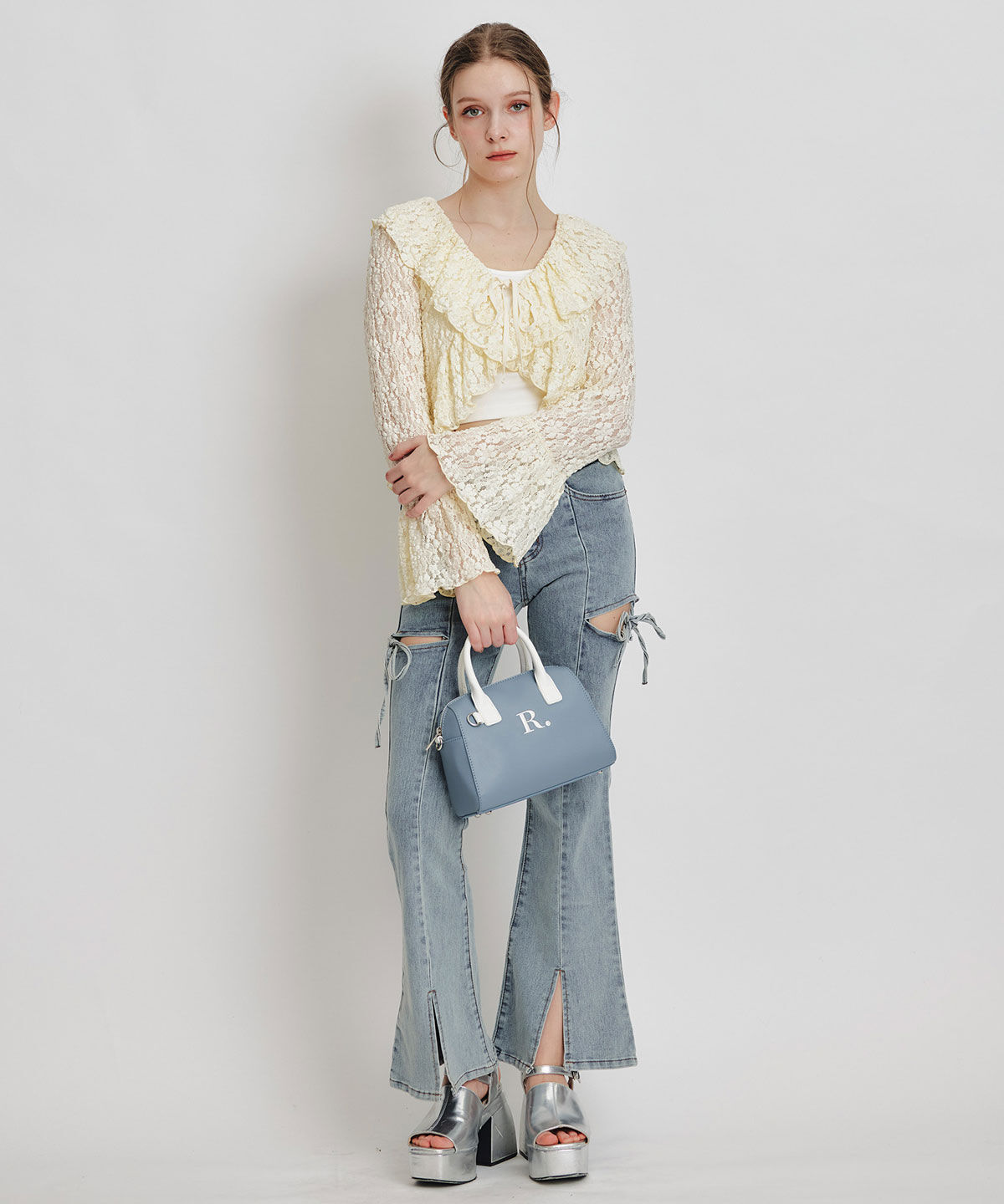 REDYAZEL「レースフリルカラーショートカーディガン」|カーディガン|