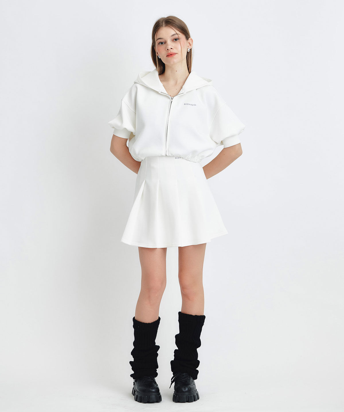 REDYAZEL「ダンボールプリーツミニスカート」|フレア|