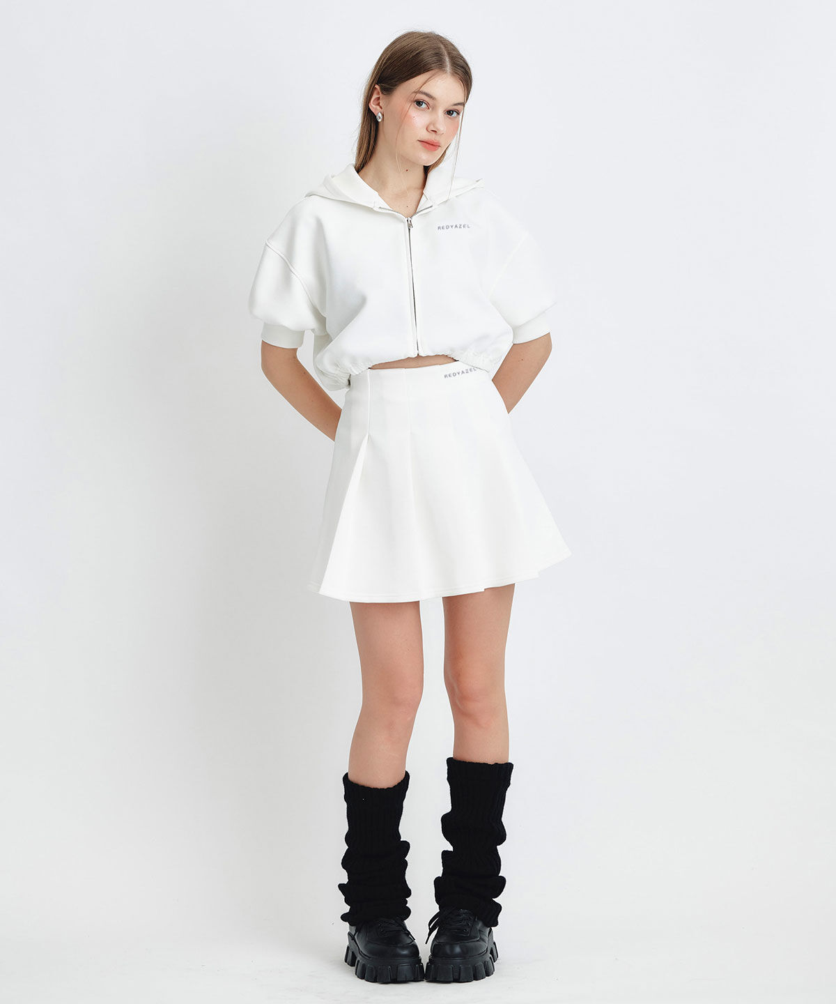 REDYAZEL「ダンボールプリーツミニスカート」|フレア|