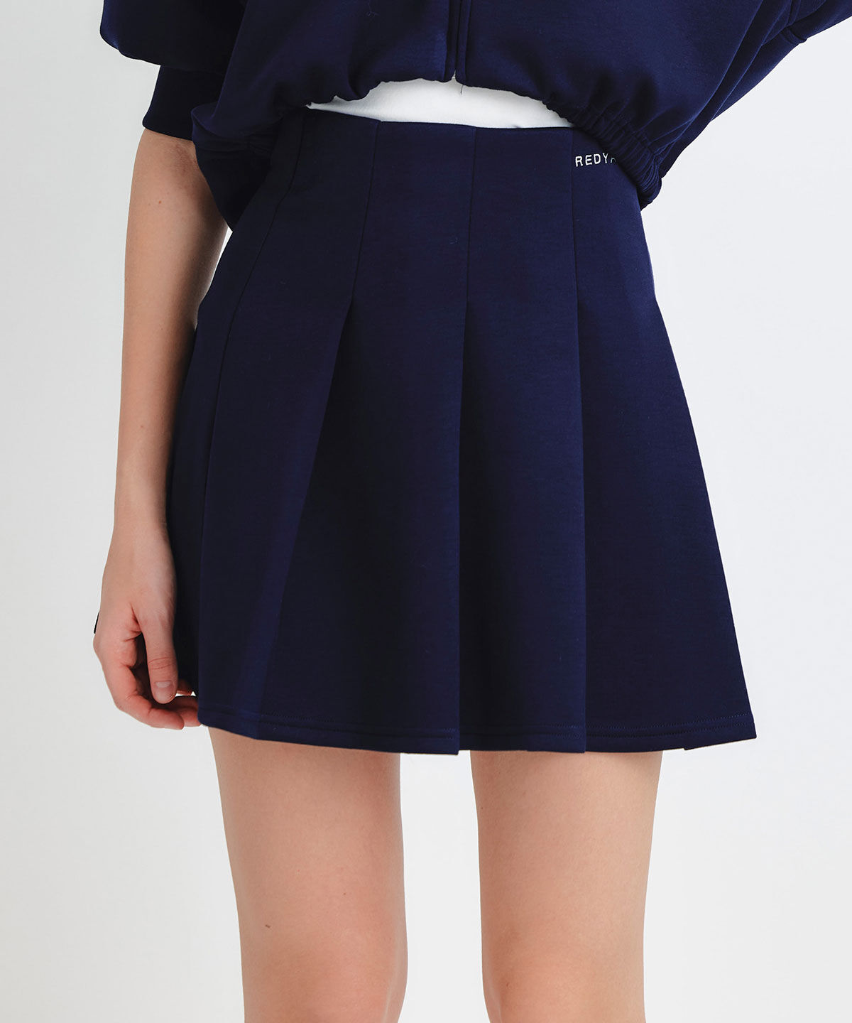 REDYAZEL「ダンボールプリーツミニスカート」|フレア|ネイビー
