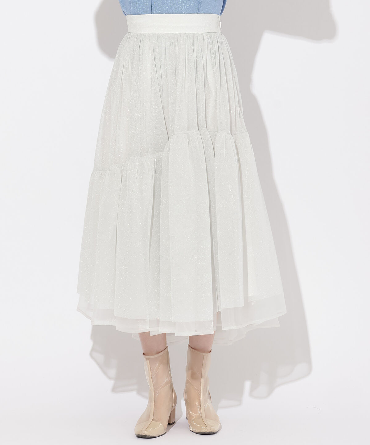 WILLSELECTION「ラメチュールボリュームスカート」|フレア|