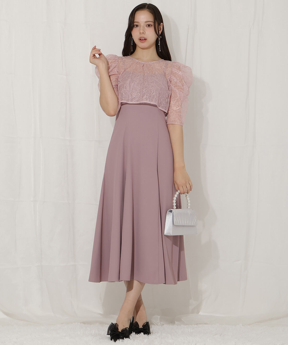 WILLSELECTION「スパンコールレースブラウス&times;マーメイドワンピース」|ドレス|