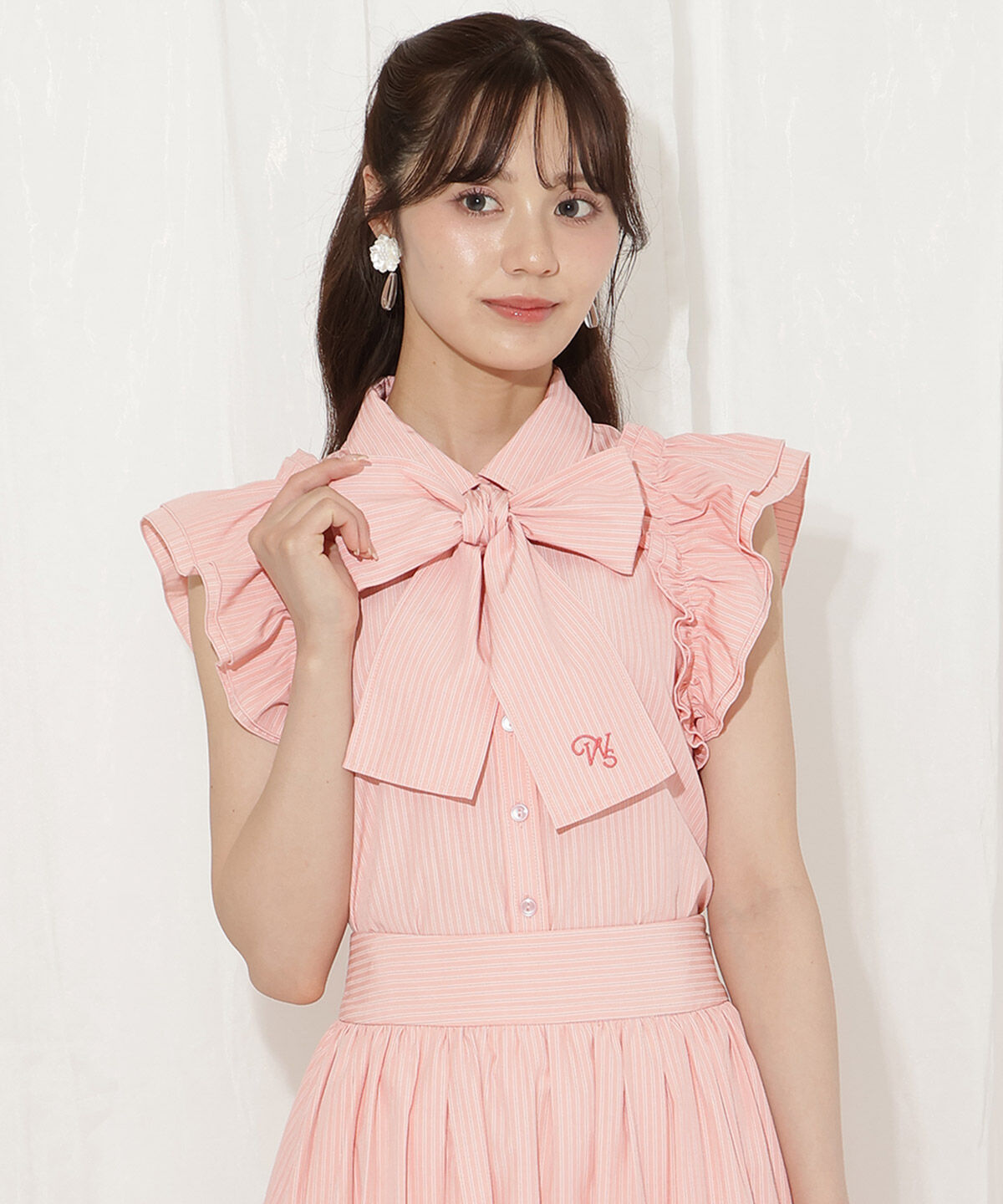 WILLSELECTION「刺繍入りボウタイストライプブラウス」|シャツ・ブラウス|