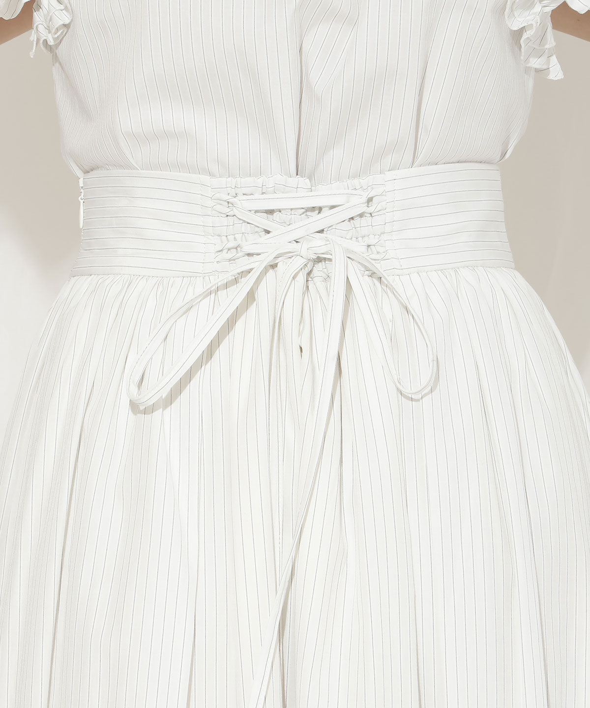 WILLSELECTION「バックレースアップストライプスカート」|フレア|