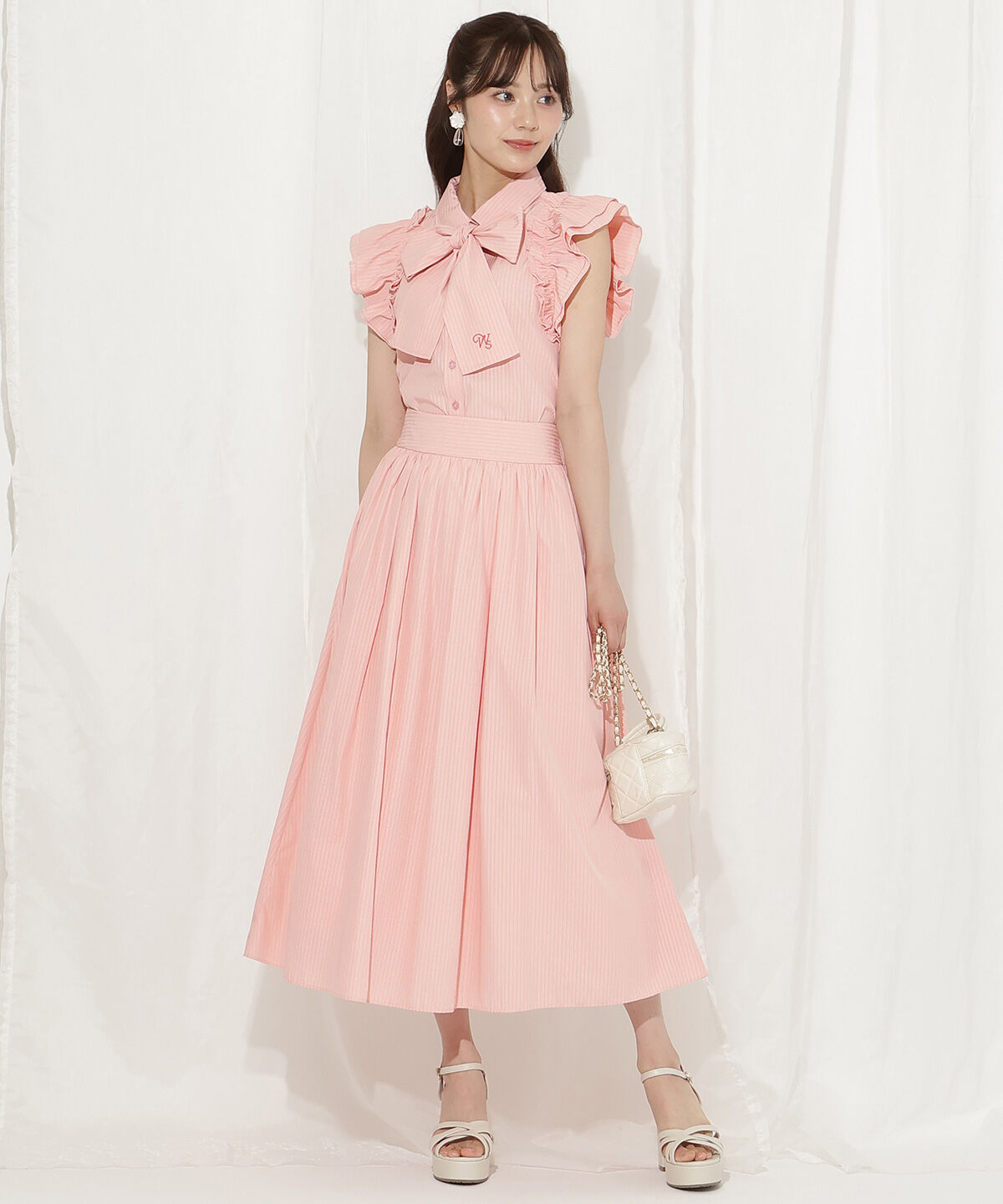 WILLSELECTION「バックレースアップストライプスカート」|フレア|