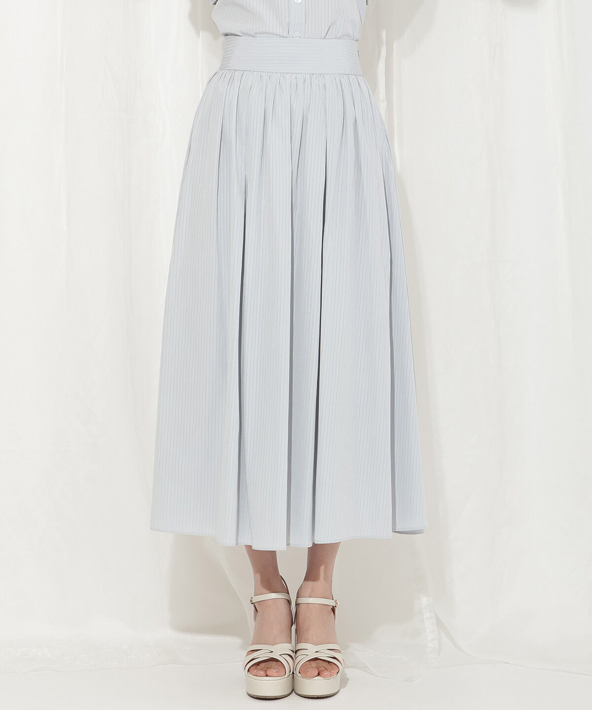 WILLSELECTION「バックレースアップストライプスカート」|フレア|