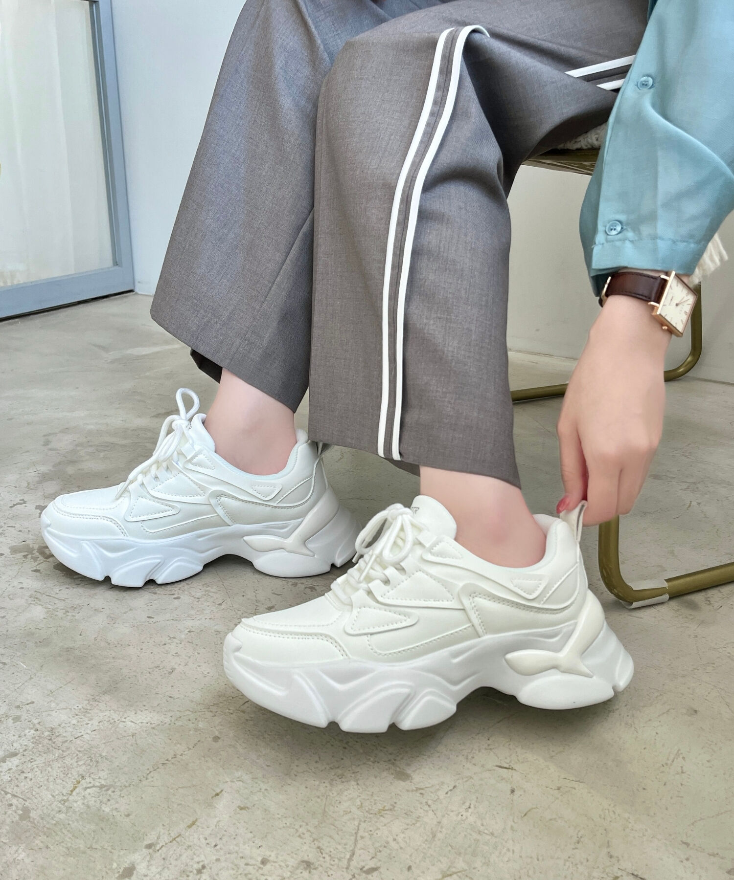 ORiental TRaffic「【トレンド】フレアソールシューレーススニーカー/OT3735 スニーカー 人気 売れてる スポーティー」|スニーカー|WHITE