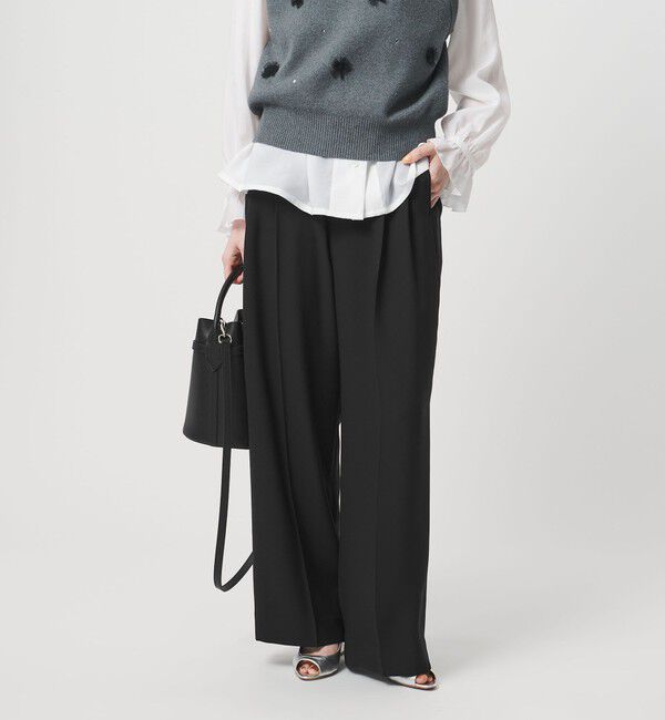 UNITED ARROWS「P 2タック ワイドパンツ ‐吸水速乾 帯電防止 接触冷感 ウォッシャブル‐」|スラックス|