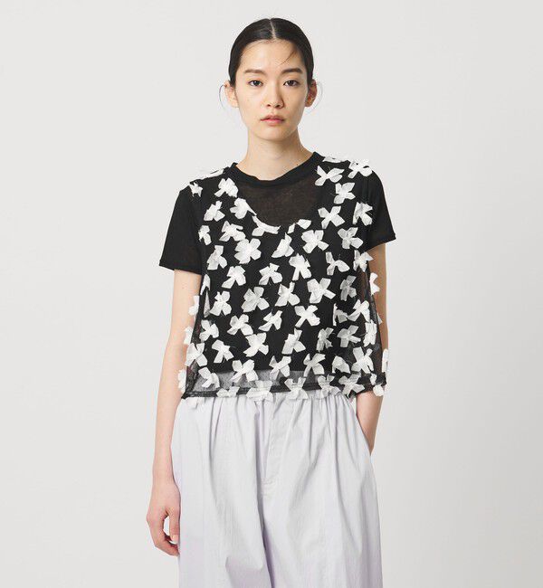 AEWEN MATOPH「＜AEWEN MATOPH＞ドットチュールリボンノースリーブ」|シャツ・ブラウス|WHITE