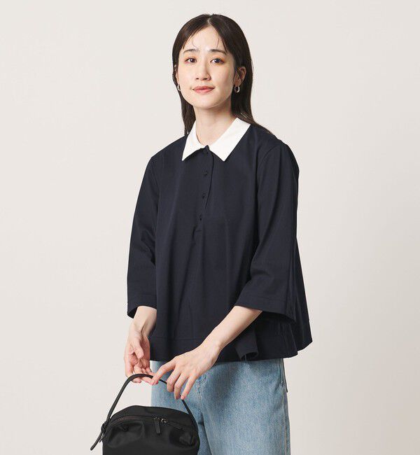 UNITED ARROWS「トリコット テントライン ポロシャツ」|Tシャツ・カットソー|NAVY