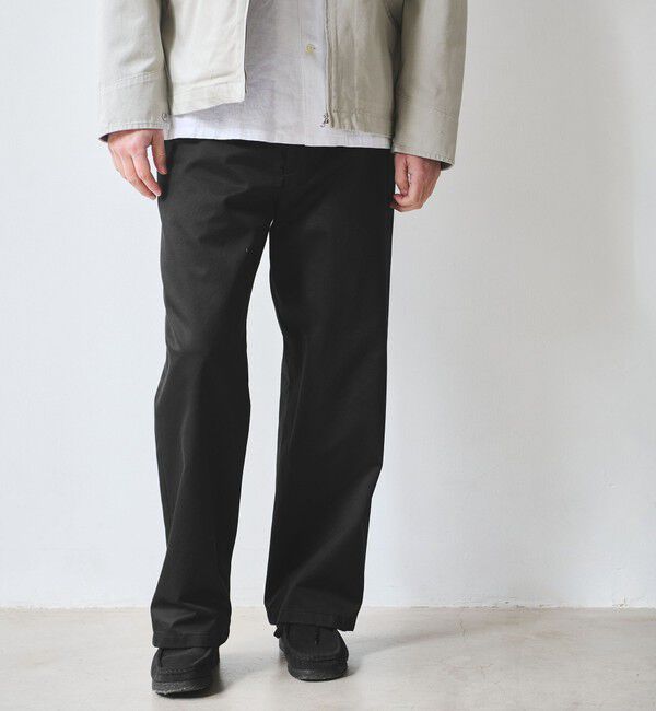 UNITED ARROWS green label relaxing「ウエストポイント ウォッシュド ワイドパンツ」|チノ|BLACK