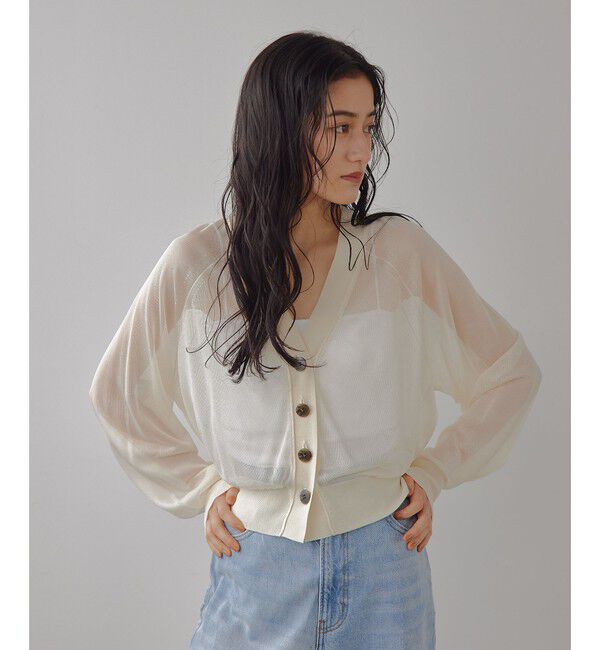 EMMEL REFINES「＜EMMEL REFINES＞EM HW ラメシアー カーディガン」|カーディガン|OFF WHITE