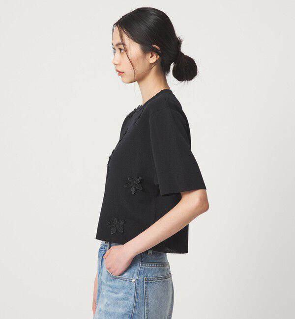 EMMEL REFINES「＜EMMEL REFINES＞EM HW フラワーモチーフ ショートスリーブ ニット」|ニット・セーター|
